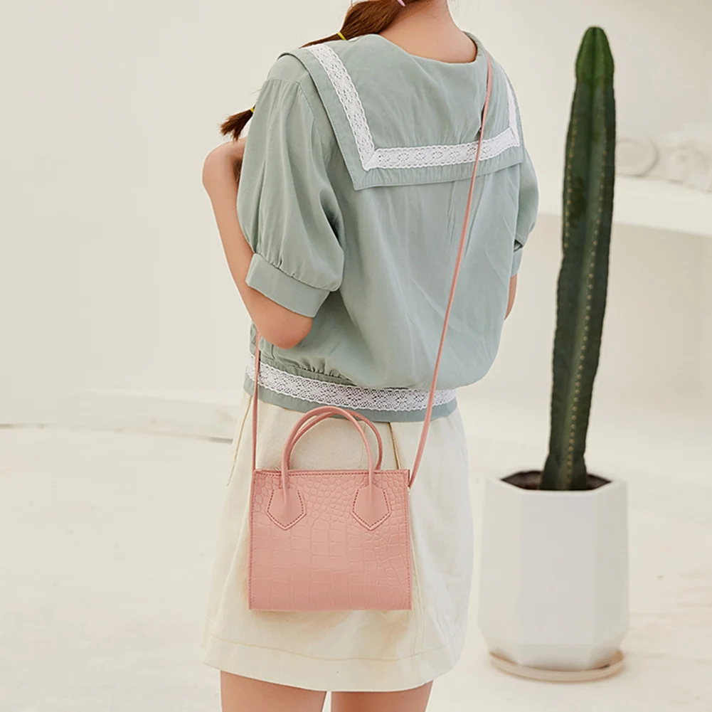 

Alligator PU Leather Crossbody Handbag Women Solid Color Casual Top-handle Shoulder Totes Purse Female Travel Messenger Bag