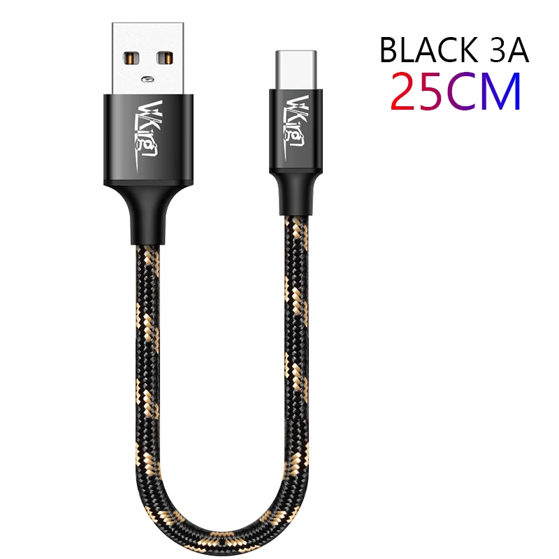 VVKing USB быстрая зарядка type C кабель QC3.0 3A зарядка 1,5 м 2 м для samsung Xiaomi huawei LG Быстрая зарядка 3,0 телефонный кабель Шнур - Тип штекера: Black-25CM