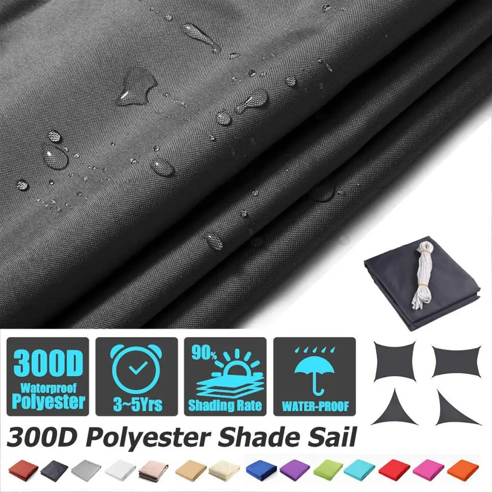 300D черный водонепроницаемый Оксфордский садовый тент для паруса прямоугольный
