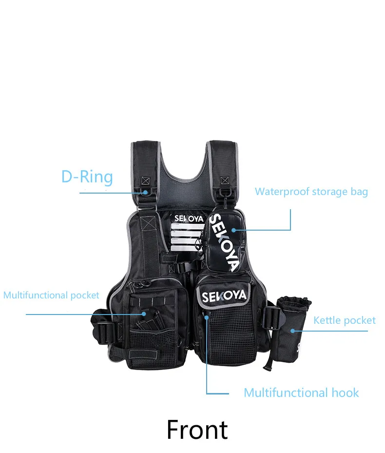 

Waterproof Life Vest Fishing Life Jacket photography Reflective Outdoor Sport Multi Pockets Buoyancy Unisex Safety Jacket