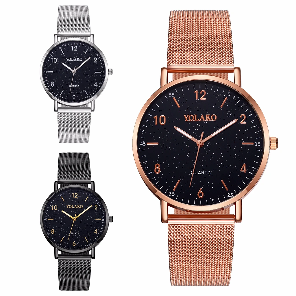 

2020 Mesh Band Women Wristwatch Steel Strap YOLAKO Brand Quartz Watch Women Sky Star Luxury Ladies Watches Gift Clock kol saati