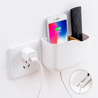 adhesive wall mounted phone plug holder stand storage box organizer case containe home for air conditioner tv earphone pen cable