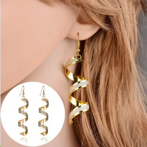 

2021 Hot Sales European And American Earrings Temperament Simple Frosted Spiral Cross Earrings Accessories Ladies Christmas Gift