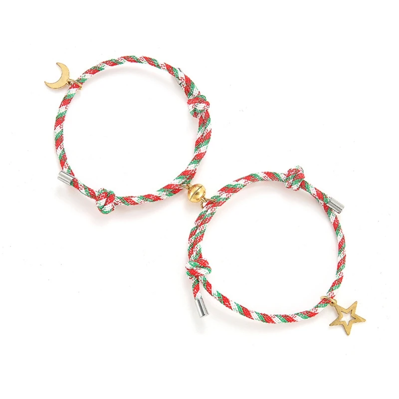 

2Pcs Star and Moon Lover Couple Magnetic Distance Bracelet Kit Lovers Matching Friendship Bracelet Lover Fashion Jewelry