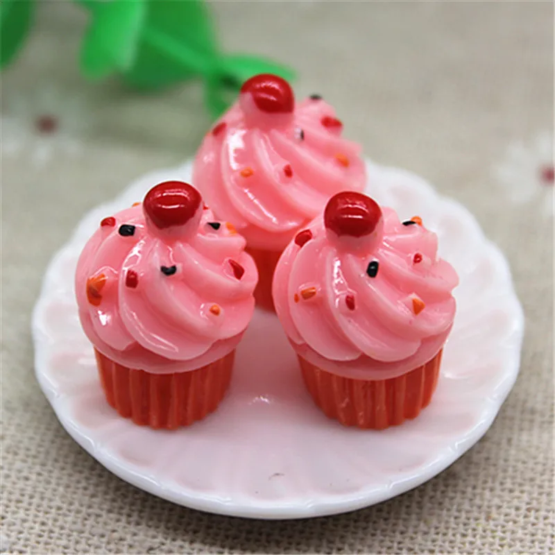 10pcs Cute 3D Resin Cake Cup Dessert Simulation Miniature Food Art Flatback Cabochon Accessories Craft DIY 15*21mm | Дом и сад