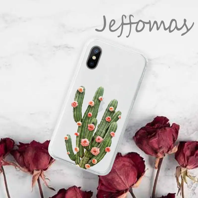 

Cute cactus Phone Case Transparent for iPhone 11 12 mini pro XS MAX 8 7 6 6S Plus X 5S SE 2020 XR