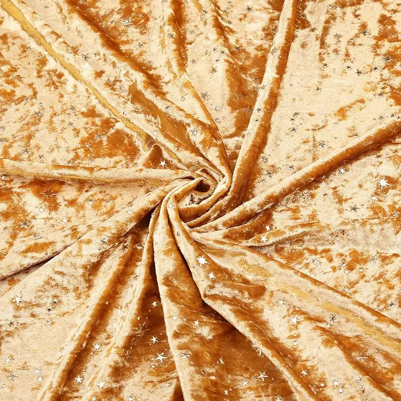 Роскошная дробленая бархатная ткань для обивки с золотым узором в виде звезд