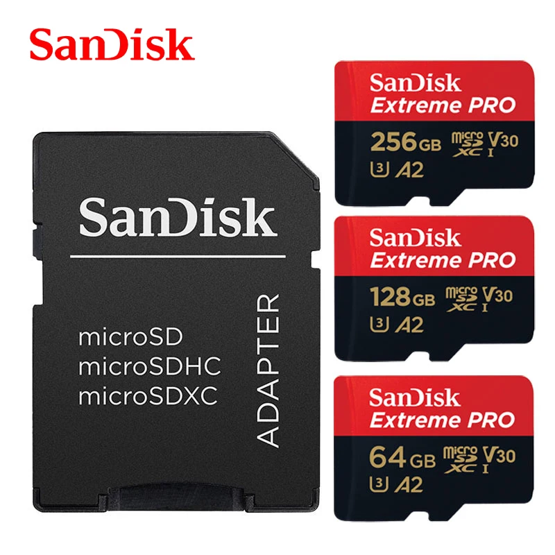 Карта памяти SanDisk Extreme Pro Micro SD карта 64 Гб 256 ГБ 512 A2 U3 V30 4K UHD TF до 170 м/с для камеры