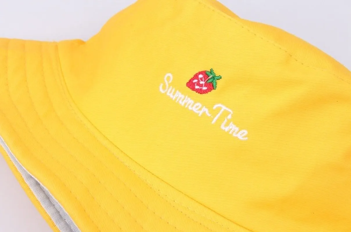 Летняя Панама с принтом шляпа вышивкой желтая в рыбацком стиле хип хоп Харадзюку