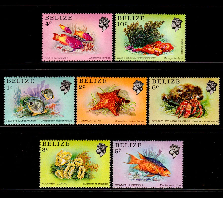 7 шт./компл. Новый белизский почтовый штамп 1984 морские животные рыба Краб пуловер