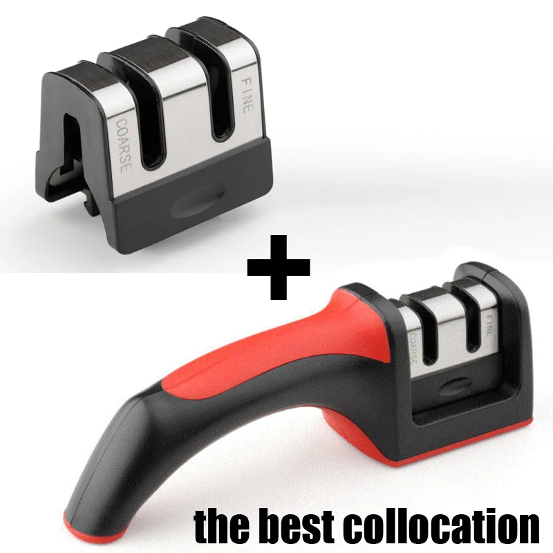 with sharpener 1 шт. сменные детали для Точилки ножей Сменные ножевые фитинги головка для заточки ножей керамический, твердосплавный точилка для кухонных ножей - Цвет: with sharpener