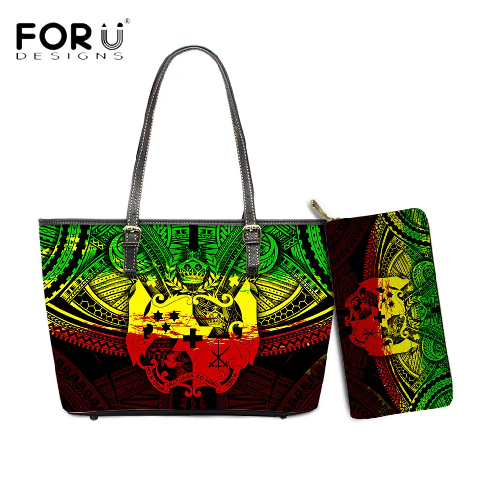 

FORUDESIGNS Hot Selling Handbags Set For Women Tonga Samoa Polynesian Tribal Printing Luxury Totes Lady Shoulder Bolsa Mujer