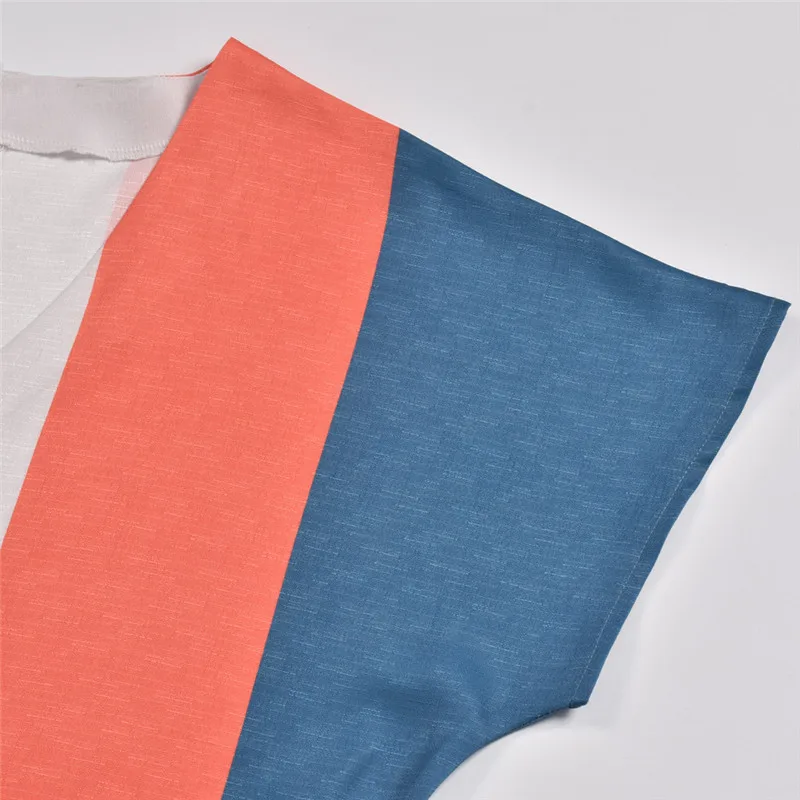 

Short Sleeve Color Block Jumpsuit Women Jumpsuits Summer Beach Overalls Shorts Fashion Korean Playsuits Bohemian V-neck Rompers