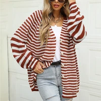 2021 ladies v neck thick rope knit sweater fashion long sleeve single breasted cardigan sweater top fall