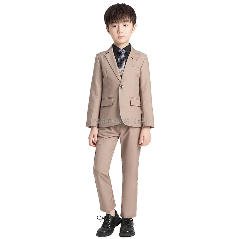 Flowers Boys Formal wedding Suit Kids Wedding Party Blazer jacket Vest Pant Tuxedo Children Piano Prom Ceremony Costume 2-12Y |