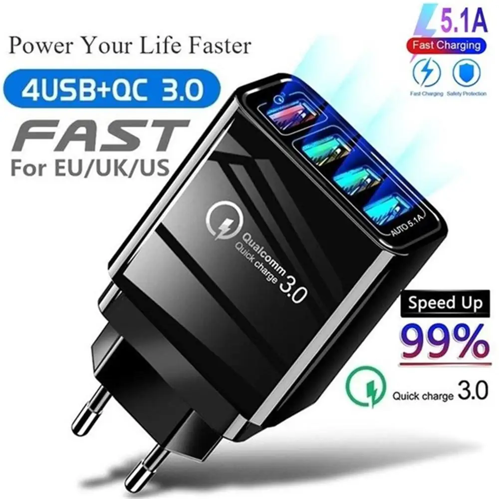 Kuulee Быстрая зарядка 4 порта USB зарядное устройство для iPhone samsung Xiaomi huawei смартфон