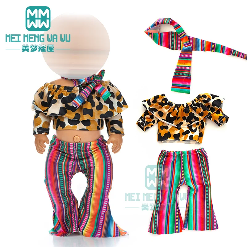 Одежда для куклы размер 43 см модная футболка с леопардовым принтом новорожденных