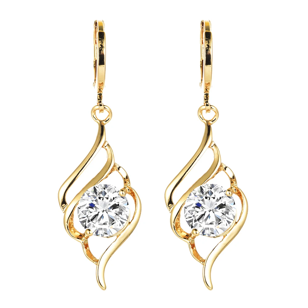 Модные женские и прозрачные блестящие серьги подвески с фианитами для