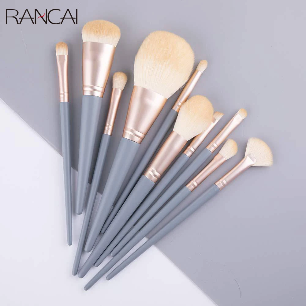 

RANCAI 10 pcs Professional Cosmetic Makeup Brushes Kits Blending Eyeshadow Highlighter Contour Make Up Brush Super Soft Tool Set