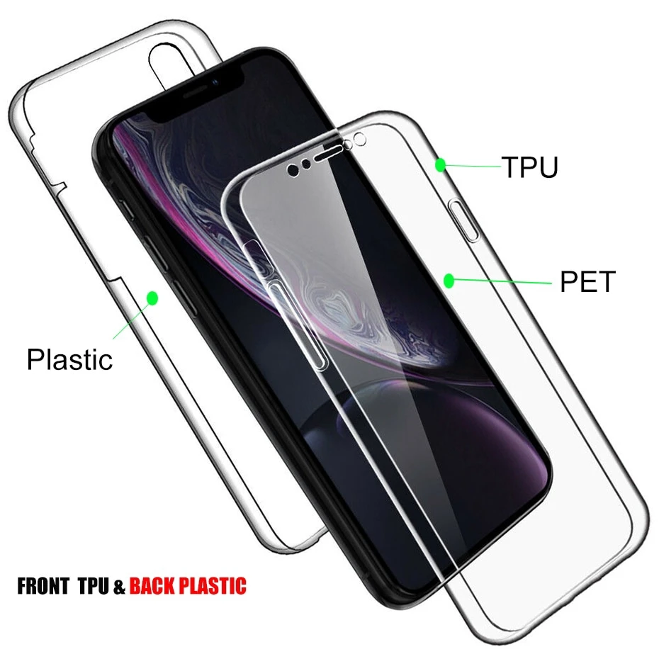 

Casing iPhone X XR XS MAX 6 7 8 plus 360 Full Clear TPU+PC Shockproof Phone Case