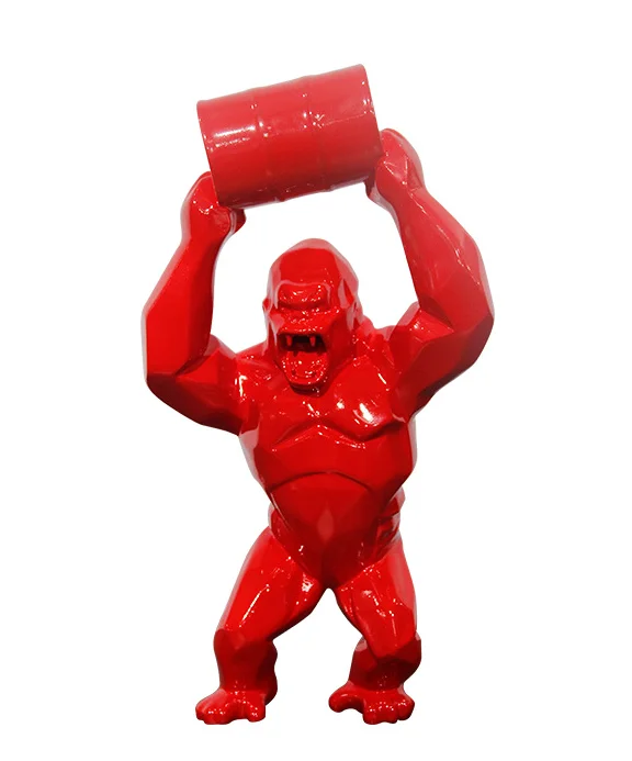 65 см большая геометрическая обезьяна King Kong украшение для гостиной Горилла скульптура FRP современная статуя подарок на день рождения для свадьбы R3541 - Цвет: Красный
