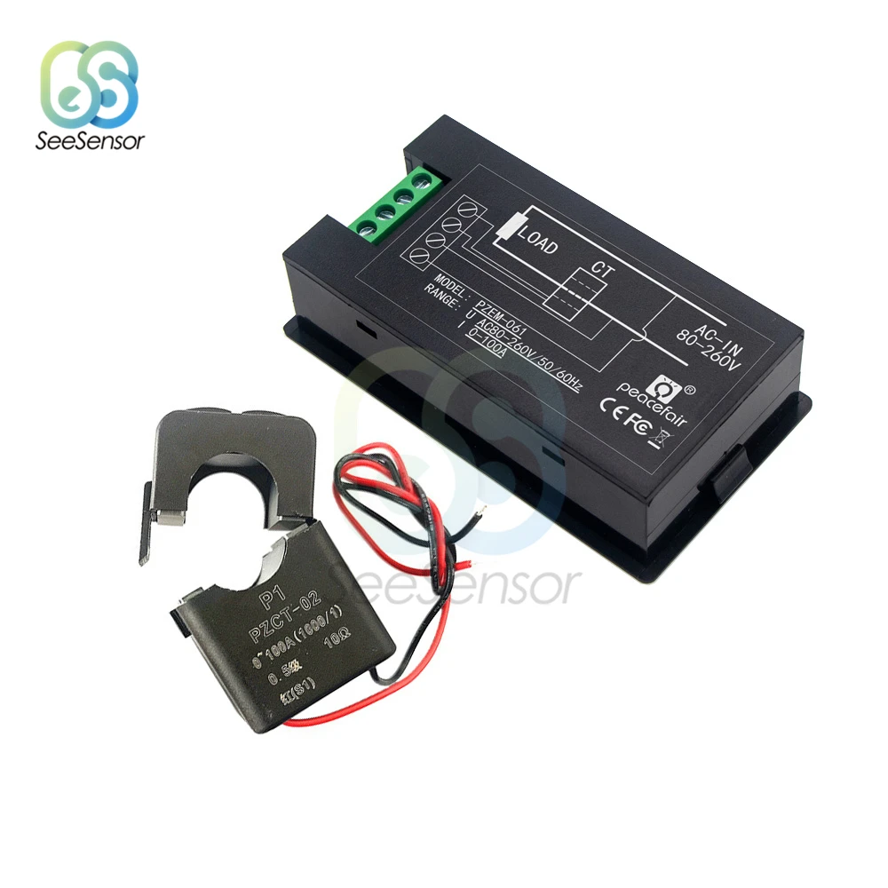 Вольтметр-амперметр переменного тока 80-260 в измеритель энергии светодиодный