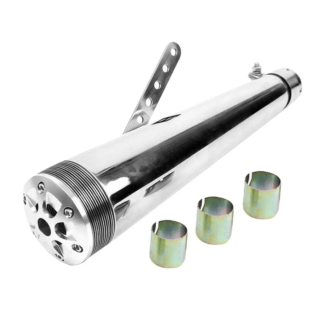 

45mm Long Exhaust Motorcycle Slip-on Muffler Pipe Silver for Harley