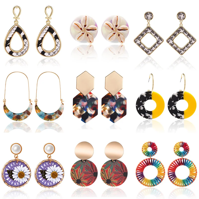 Уникальные серьги кольца для женщин в форме цветка висячие 2020 красочные