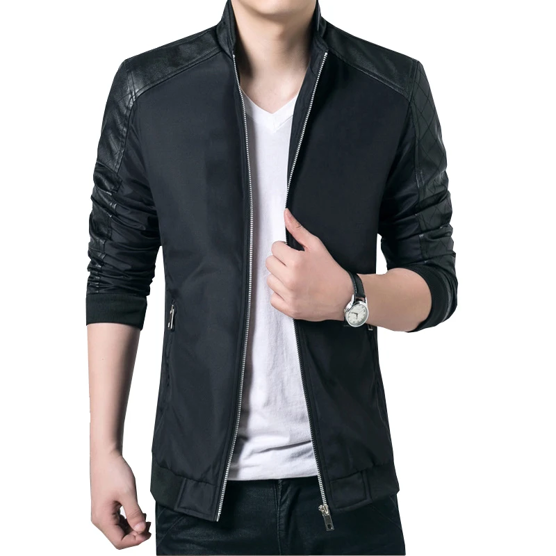 

Мужская кожаная куртка Nice Vogue мотоциклетная приталенная Мужская Черная Куртка мужская верхняя одежда мужские пальто из ПУ