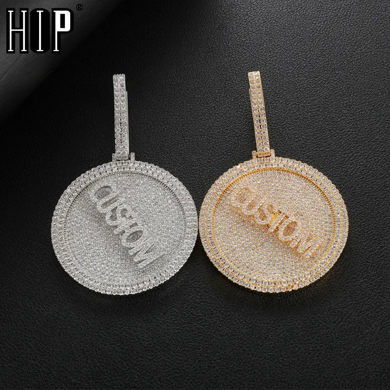 Hip Hop Rotatable Any Font CZ Custom Name Letters Necklaces & Pendant Bling Cubic Zirconia For Men Women Jewelry With Solid Back