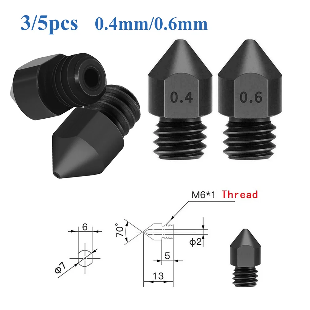 

For Creality CR-10 Nozzles For Ender 3 Hardened steel 1.75mm MK8 Extruder