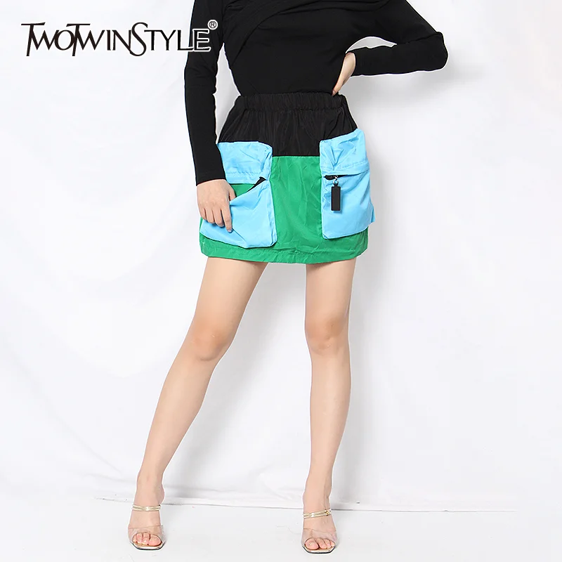 Женская Повседневная юбка TWOTWINSTYLE эластичная мини-юбка с высокой талией и