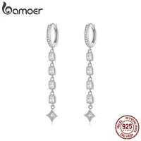 bamoer geometric long dangle earrings for women wedding engagement jewelry 925 sterling silver female luxury bijoux sce583