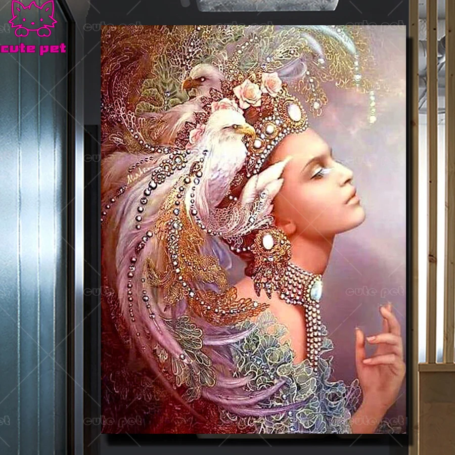 Алмазная 5d Мозаика &quotсделай сам&quot картина с фантазией женщины и орла животное