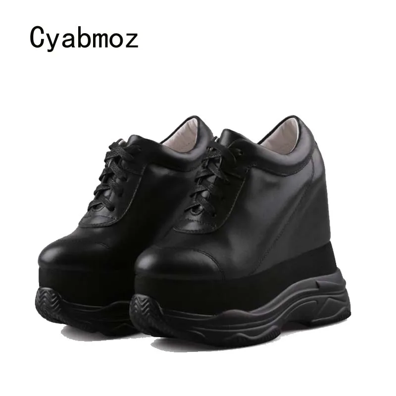 Cyabmoz/Женская обувь из натуральной кожи, увеличивающая рост; модная обувь на высоком каблуке для вечеринок; женские туфли-лодочки; Zapatos mujer Tenis feminino