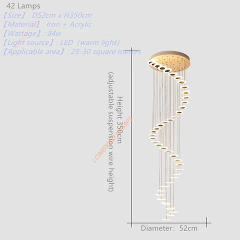 Современная вращающаяся светодиодная лестничная люстра, подвесной светильник для гостиной, в скандинавском стиле для ресторана, дуплексного освещения дома