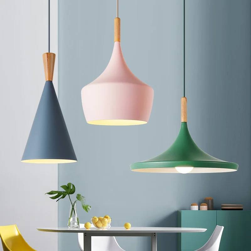 Крытый Декор Наклонный подвесной светильник дерево и алюминий Ресторан Бар Кофе