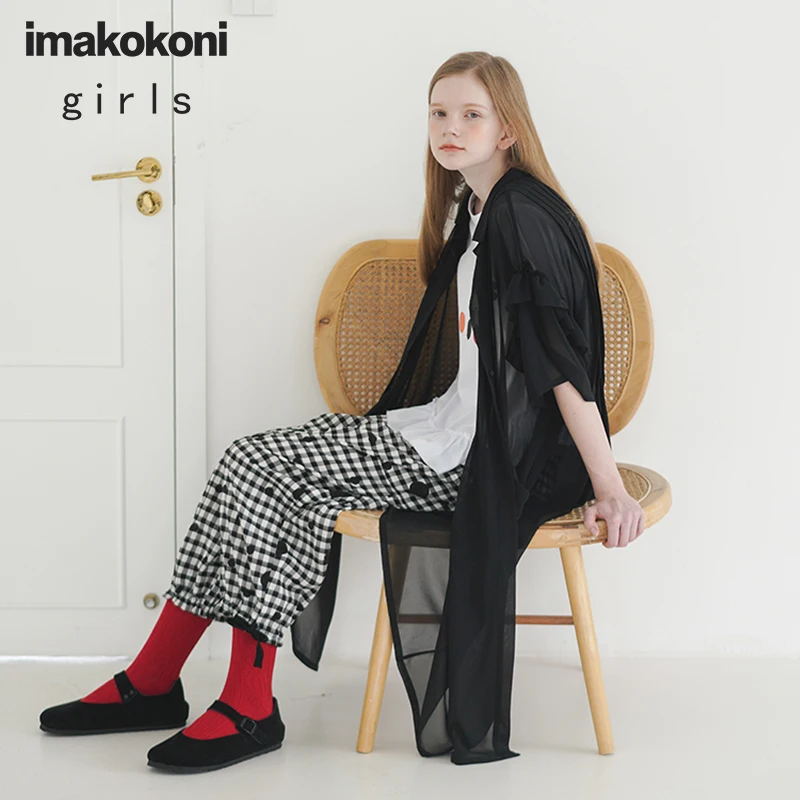 Оригинальный свободный шифоновый кардиган imakokoni средней длины тонкая летняя