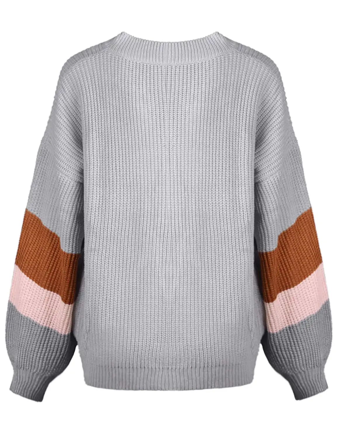 Knitted Striped V Neck Pullover Women 2019 Autumn Winter Fashion Grey Long Sleeve Sweater Female High Street Loose Mujer Jumper | Женская