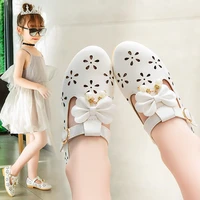 baby girls autumn 1 6y soft kids fashion hollow sandals children with flowers and pearls versatile leather mary jane shoes hot