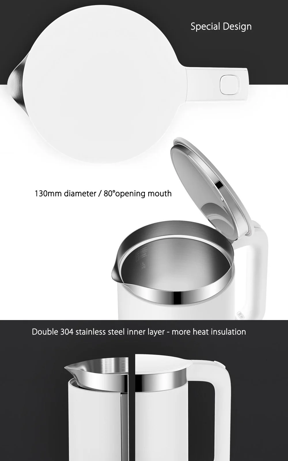 Оригинальные Термостатические электрические чайники Xiaomi Mijia, 1.5L, управление с помощью мобильного телефона, приложение, 12 часов, термостат, смарт-чайник