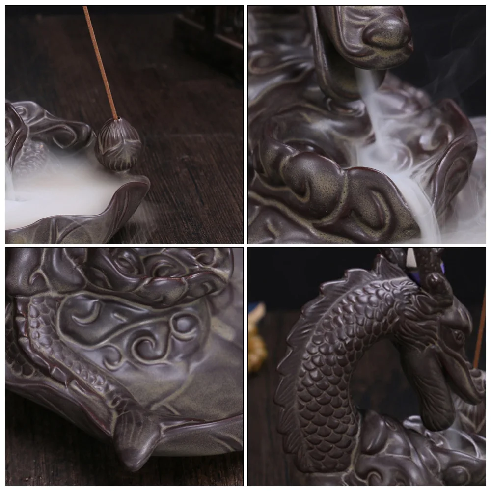 

Dragon Design Incense Holder Backflow Burner Home Office Aromatherapy Decoration