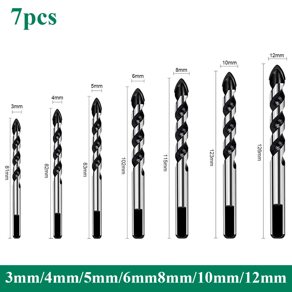 

Набор сверл из карбида вольфрама для керамической плитки, бетона, кирпича, стекла, пластика, каменной кладки и дерева, 5 шт., 7 шт.