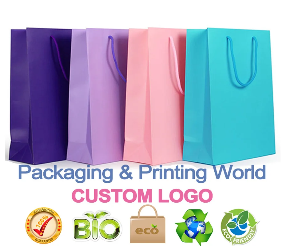 

16x13x8cm purple pink blue paper bag