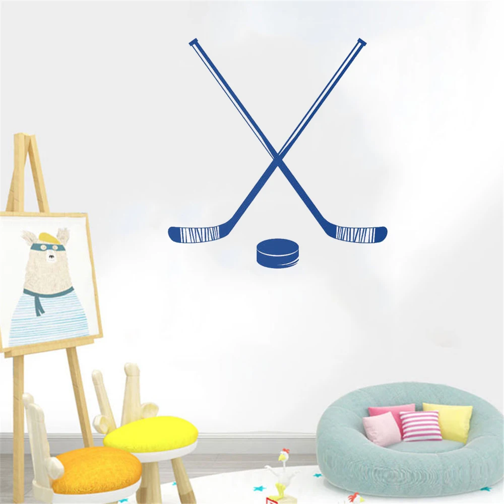 

Hockey Sticks and Puck Wall Sticker Sport Wall Decal Home Decor For Living room Bedroom Vinyl Art Mural dw21890