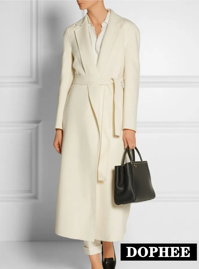 Новинка Осень зима женские белые шерстяные пальто в английском стиле женский