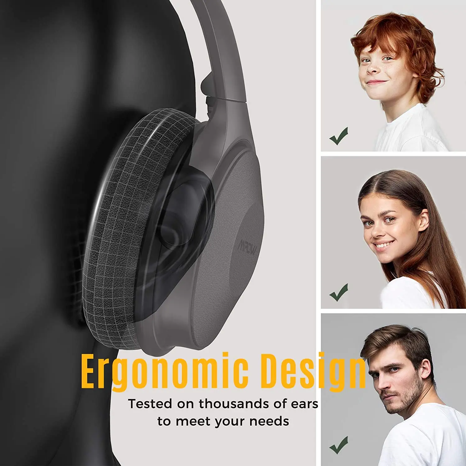 Mpow H17 активный Шум шумоподавления наушники Bluetooth с микрофоном 2 часа быстрой