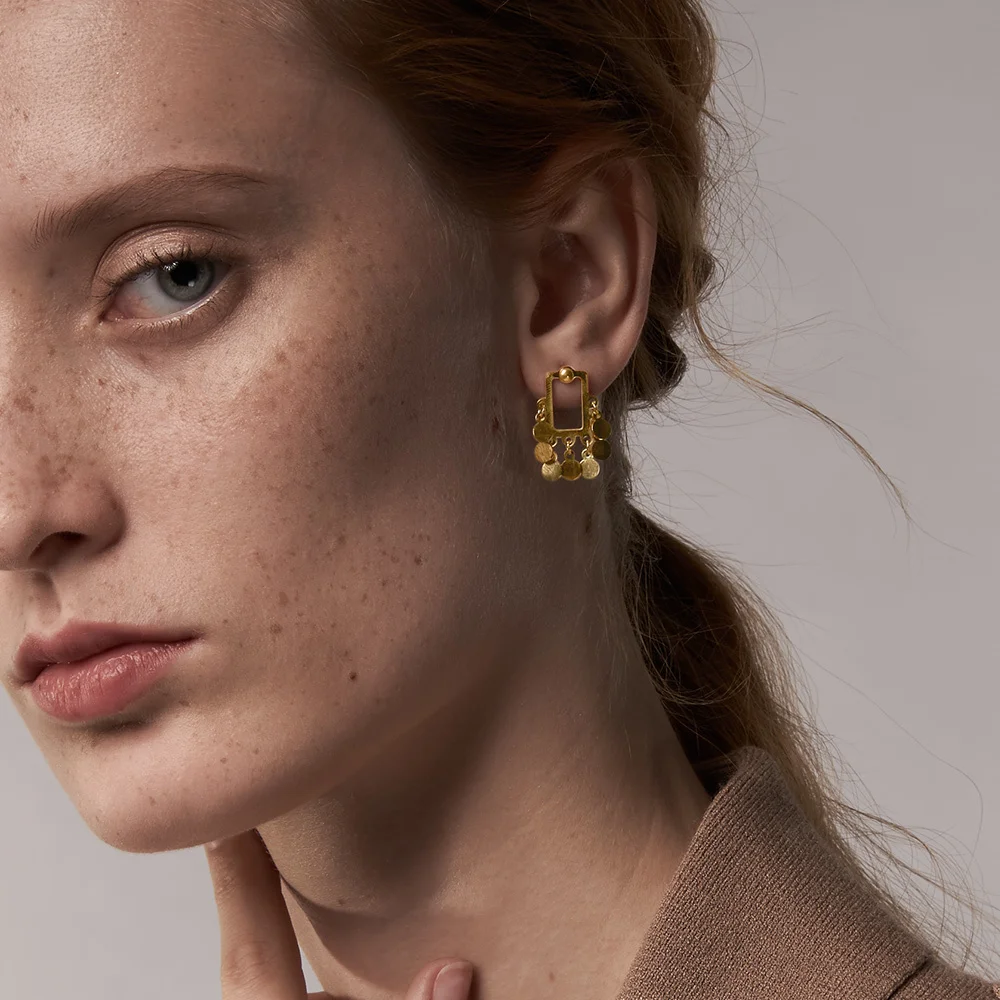 Полые серьги ENFASHION с кругами золотого цвета легкие женские из нержавеющей стали