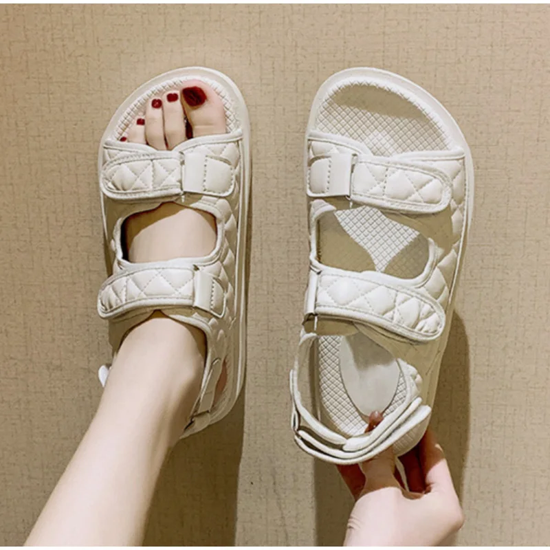 

Hook Loop Sandals Summer New Ladies Flat Thick Bottom Casual Roman Shoes Women 2021 Fashion Comfortable Female Sandalies Mujer