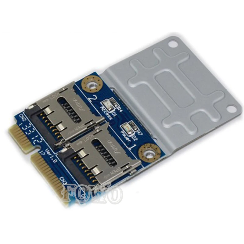 2 SSD HDD для ноутбука двойной Micro SD SDHC SDXC к мини PCIe кард-ридер mpcie в 2 мини-sdcards адаптер
